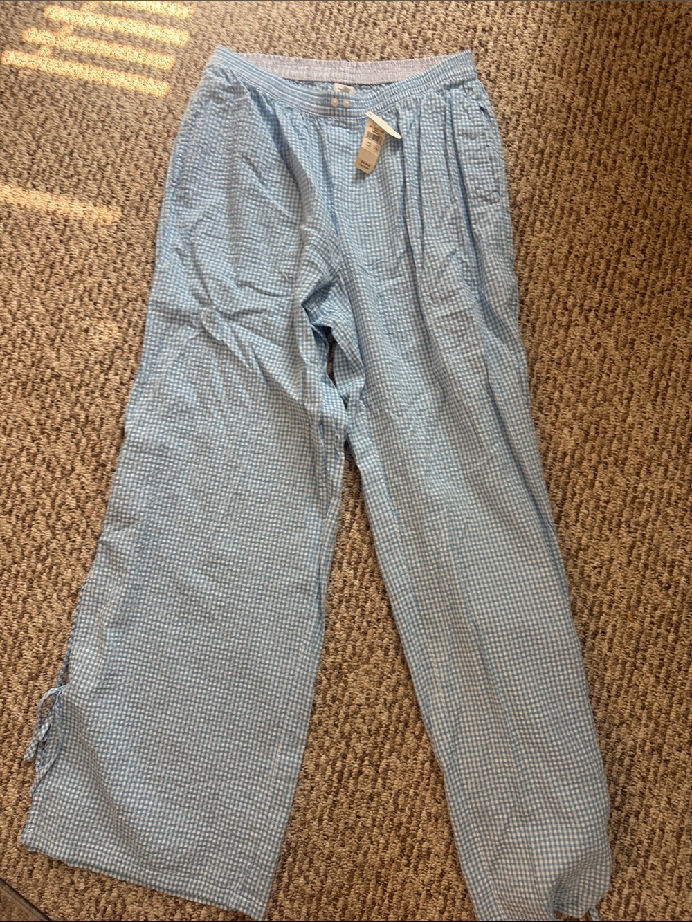 Light Blue Gingham Women's Lounge Pants